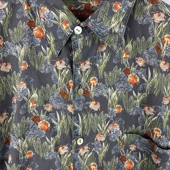 Tori Richard Honolulu Hawaiian Shirt Tropical Fish Made in USA Men's Size M - Picture 4 of 9